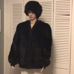 Black faux fur jacket L